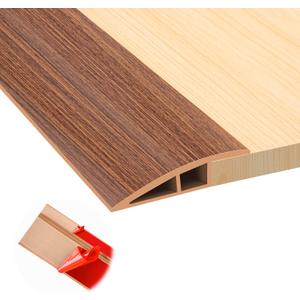 Floor Transition Strip, Self Adhesive Door Threshold for Doorway, Carpet Edging Trim Strip Vinyl Overlap Edge Reducer for Carpet, Tile, Threshold Ramp (1/5" to 2/5", Light Brown Wood Grain, 3.3FT)