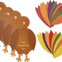 amscan Paper Turkey Craft Kit - Thanksgiving Party, 1 Set,for 48 months to 144 months, Assorted Sizes, Multi Color
