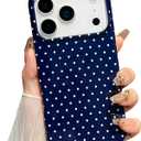 Jmltech for iPhone 17 Pro Max Case Polka Dot Phone Cases Aesthetic Design Trendy Simple Slim Thin Shockproof Protective Cover Navy Blue
