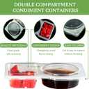 10 Sets Double Compartment Condiment Container with Lids, Disposable Plastic Snack Containers, Sauce Containers for Take-out Sauce, Salad Dressing, Sampling, Travel Snack