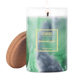 Scented Candles | Balsam & Cedar Candle|Hand-Poured Soy Wax Candles | 90-Hour Burn Time |Green Forest Aromatherapy Candle |Tie-Dye Effect| Holiday Candle Gifts for Women|15oz