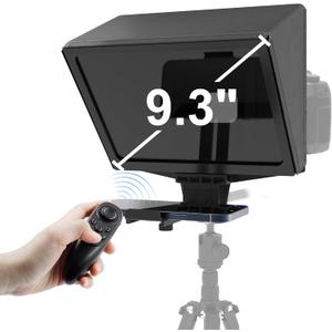 9.3-Inch All-Metal Teleprompter, 70/30 Beam Split Glass, 1/4 Thread, Phone & Camera Compatible, Portable for Video Recording