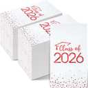 200pcs Class of 2026 Graduation Napkins, Disposable Congrats Grad Cocktail Napkins Foil Dot Paper Hand Towels for 2026 High School University College Graduation Party Decorations (Red)
