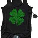 St Patrick's Day Shamrock Tank Tops for Women Lucky Leopard Clover Graphic Racerback T Shirt Paddy's Irish Tops Camisole (Small, Clover Dark Grey)