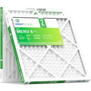 TRIGHTFILTERS 20x20x1 Air Filter 2 Pack, Durable MERV 8 Pleated Home HVAC AC Furnace Filters, Lightweight Compact Air Conditioner Filter Replacement