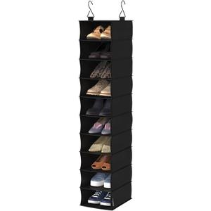 ClosetMaid 20502 10-Shelf Fabric Hanging Closet Organizer for Shoes, Hats, Handbags, Clothes with Charcoal Black Finish