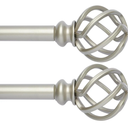 AlinaArt 2 Pack Decorative Window Curtain Rod with Brackets- Hollow Design 3/4'' Inch Pole, 28 to 48 Inch Adjustable Side Curtain Rod ,Antique Silver