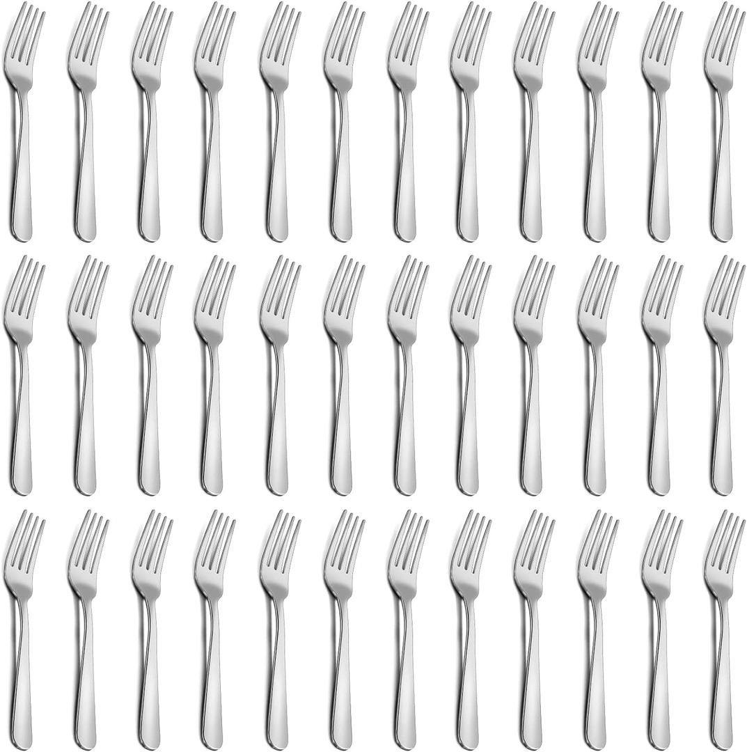 36-Piece Salad Forks Set, Funnydin 5.9" Stainless Steel Forks Silverware, Durable Dessert Forks Set, Cost-effective Small Forks for Home, Kitchen, Restaurant - Mirror Polished, Dishwasher Safe