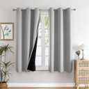 ChrisDowa 100% Blackout Curtains for Bedroom with Black Liner, 2 Thick Layers Total Blackout Thermal Insulated Grommet Small Window Curtains 45 Inch Length 2 Panels Set (Light Grey, 42 x 45 Inch)