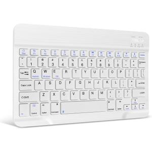 XIWMIX Ultra-Slim Wireless Bluetooth Keyboard - Universal Rechargeable Portable, Compatible with iPadAll Models 11th/10th, iPad Pro, iPad Air, iPad mini, Galaxy Tablet, iOS, Android, Windows Devices (White)