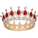 Crown for Women, Queen Crown Tiara for Princess Party (Gold Red AB)