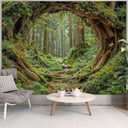 Accnicc Forest Tapestry Green Nature Tree Wall Tapestry for Bedroom Aesthetic Jungle Outdoor Landscape Large Tapestries Wall Hanging for Dorm Living Room Decor 80 x 60 Inch