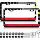 American Flag License Plate Frame with Screws Fastener Caps