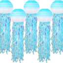Hanging Jelly Fish Paper Lanterns, Gradient Colorful Blue Paper Lanterns for Mermaid Theme Party Under The Sea Ocean Birthday Decorations Baby Shower Baby Room, Set of 5