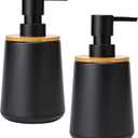 Soap Dispenser Plastic Bamboo with Pump Liquid Hand Lotion Dispenser for Shampoo Bathroom Kitchen 12 oz Black 2 Pack