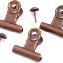 10 Pack Bulldog Clips with Push-pins for Corkboard,Metal Clips for Crafts, Metal Binder Clips for Pictures, Spring Paper Clamps for Office Documents (Copper,2inch)