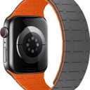 Compatible with Apple Watch Band, Silicone Magnetic Adjustable Loop Strap for iWatch Ultra 3/2/1 SE3 Series 11 10 9 8 7 6-1 (42/41/40/38, Gray Orange)
