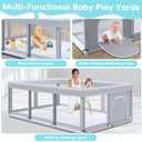 Fshibila 74" 50" Large Baby Playpen, Baby Playard for Babies and Toddlers, Baby Fence Play Pens for Indoor & Outdoor, Sturdy Safety Play Yard with Soft Breathable Mesh, Anti-Fall, Grey
