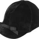 Harrison Howard Velvet Equestrian Helmet Cover with Bow Helmet Cover Only, NOT a Helmet