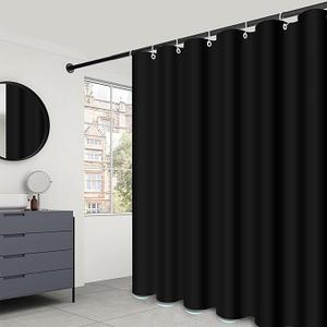 Fabric Shower Curtain Liner, Waterproof Hotel Quality, Bathroom Curtains Rust Resistant Grommets
,68x70Ft, Black