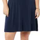 Amazon Essentials Women's Gathered Short Sleeve Crew Neck A-line Dress (Available in Plus Size)