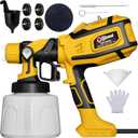Paint Sprayer, 850W HVLP Spray Gun with 1400ml Detachable Container, Electric Paint Sprayers with 4 Nozzles & 2 Patterns - Portable Spray Guns Perfect for Fences, Sheds, Walls, Garden (Yellow)