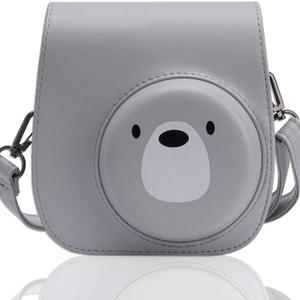 Frankmate Protective Case for Fujifilm Instax Mini 12 11 Instant Camera - Premium PU Leather Bag Cover with Removable Adjustable Strap (Cute Bear)