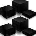 Bucherry 6 Pcs Acrylic Display Risers - Nesting Cubes 5 Sided with Hollow Bottoms Display Stand Shelf for Cosmetics Food Collectibles Jewelry Figures Show (Black)