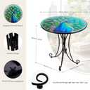 Outdoor Side Table,18 Inch Metal Accent Table, Peacock Round End Tables, Small Coffee Tables for Indoor & Outside Garden Patio Balcony Yard Bedroom
