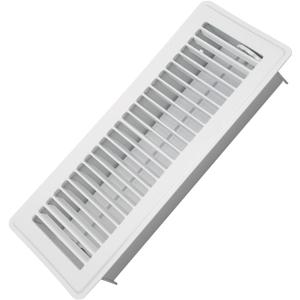 4" x 12" Floor Register - Heavy Duty Steel Walkable Floor Vents - Easy Adjust Air Supply Lever - Vent Covers for Home (White)