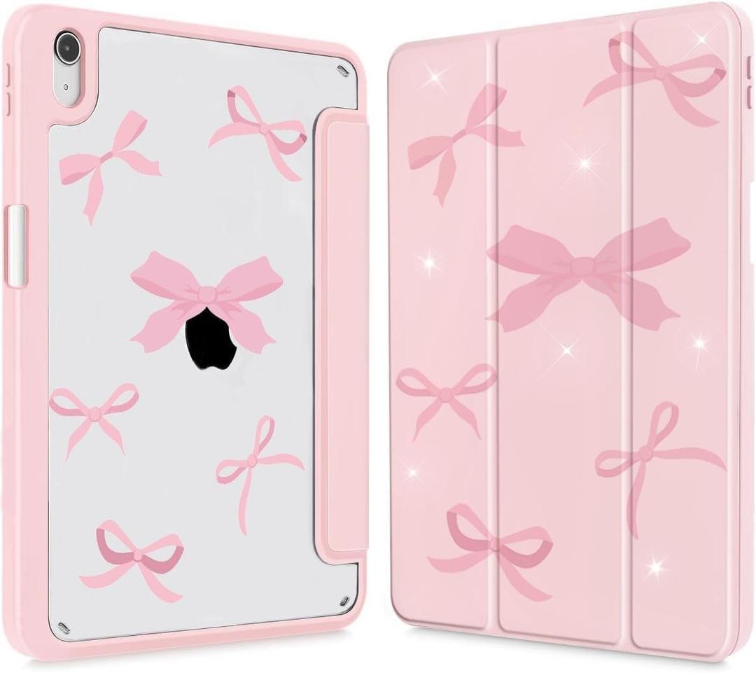 Case for iPad A16 11th 11 Inch 2025 / 10th Generation 10.9 Inch 2022, iPad 11/10 Gen Slim Shockproof Clear Transparent Back Protective Cover with Pen Holder,Auto Wake/Sleep, Pink