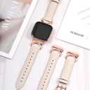 Minyee Leather Band Compatible with Fitbit Versa 2/Fitbit Versa/Versa Lite Bands Women, Slim Thin Dressy Designer Premium Leather Strap with C-Shape Metal Buckle for Versa 2 Smartwatch Accessories