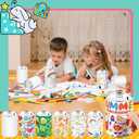 Tandefio 16 Pcs DIY Coin Piggy Bank Metal Money Piggy Bank Saving Box Operation with 24 Acrylic Paint Markers Craft for Creative Gift Boys Girls Birthday Party Supplies (White)