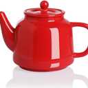 Sweejar 35 oz Porcelain Tea Pot, Teapot with Removable 18/8 Stainless Steel Infuser, Microwave & Dishwasher Safe Tea Maker, Tea Infuser Pots for Blooming loose Leaf Tea,Women Chrismas Women Gift (Red)