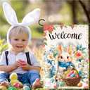 3 x Welcome Easter Garden Flag Seasonal Garden Flags Easter egg bunny garden flag Flower rabbit easter garden flag 12x18 double sided outdoor Welcome Yard Outdoor Flag