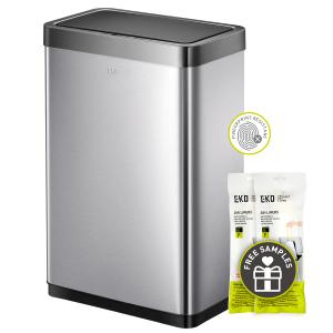EKO Mirage-X 47 Liter / 12.4 Gallon Touchless Rectangular Motion Sensor Trash Can with Removable Liner, Brushed Stainless Steel Finish (47 Liter with Liner)