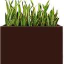 Metal Planter Box, No Installation Galvanized Steel Folding Rectangular Planter with Drainage Holes, 35.5"x 10"x 28" Brown Outdoor Planter for Porch/Patio/Garden