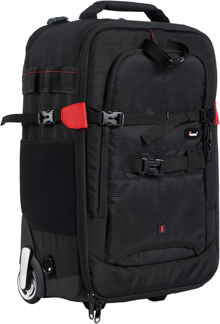 T&YFOTOP Trolley case camera bag Camera Backpack Waterproof Camera Bag Anti Theft Nylon Camera Case Fits for 15Laptop Travel Day-pack for Unisex Photograph bag Can be pulled back (X-Large, Black)