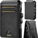 furid Smart Wallet For Men Slim: Rfid Minimalist Pop Up Wallets with Money Clip Metal Credit Card Holder - Gifts for Husband Father at Birthday Anniversary (Black Onyx Leather)