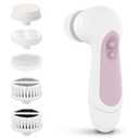 Waterproof Facial Cleansing Spin Brush Set with 5 Exfoliating Brush Heads - Electric Face Scrubber Cleanser Brush by CLSEVXY - Face Brush for Gentle Exfoliation and Deep Scrubbing (Blush)