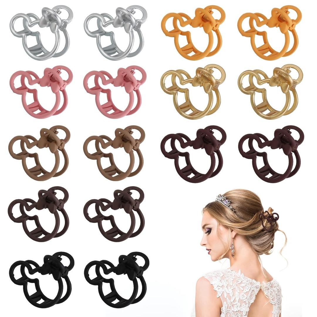 16 PCS Mouse Lady Thick Hair Barrette Clurly Vintage ABS Resin Colorful Hair Claw Clips Hair Jaw Clips Non-Slip Hair Catch Jaw Clamp Styling Accessories for Women Girl Party Celebration (8 Colors)