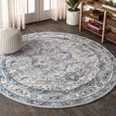 JONATHAN Y Modern Vintage Medallion Light Gray/Navy 8' Round Indoor Area Rug, Country, Floral, Easy-Cleaning for Living Room, Bedroom, Kitchen, Pet Friendly, Non-Shedding (MDP106B-8R)