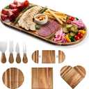 26 Inch Large Acacia Wood Charcuterie Board Set with 4 Knives, 3-Piece Magnetic Cheese Board & Serving Tray for Entertaining, Wedding Gifts, Party Platters