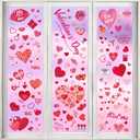 9 Sheets Valentine's Day Window Clings,Double-Sided Glass Window Stickers Decor,Reusable Red Pink Love Heart Stickers Decals for Home Wedding Anniversary Party Store Glass Holiday Decoration (V01)