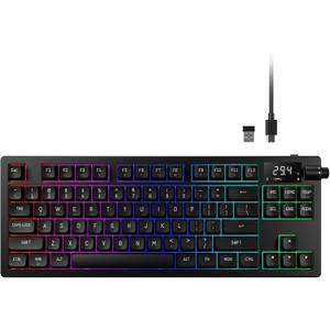 GAMDIAS Hermes M7 Gasket Gaming Keyboard, 80% Hot-Swappable Linear Switches w/RGB Backlit&Knob, 3 Mode BT/2.4G/Wired, 5-Layer Padding Gasket Structure, Software Customizable Digital Display, Black
