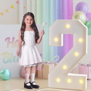 JoyMuse 3ft Marquee Numbers 2, Large Light Up Numbers 2, Number Lights 2 for 2nd 20th 25th Birthday Party and Anniversary Decoration, Yellow Light