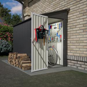 48 FT Outdoor Metal Storage Shed,Heavy-Duty Lean to Storage Shed with Floor Base,Garden Tool Metal Storage House W/Lockable Door and 2 Air Vents,Weather Resistant,for Backyard,Patio,Lawn,Black