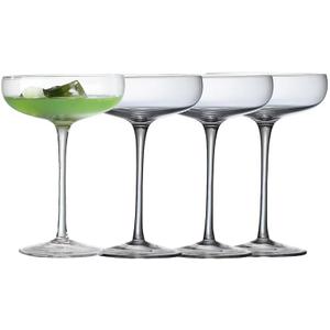 Cocktail Coupe Glasses, Set of 4, 6 Oz Crystal Clear Stemmed Glasses for Manhattan, Martini, 5.8 Inch Height, Medium