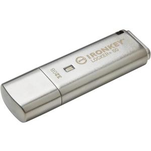 Kingston Ironkey Locker+ 50 32GB Encrypted USB Flash Drive | USB 3.2 Gen 1 | XTS-AES Protection | Multi-Password Security Options | Automatic Cloud Backup | Metal Casing | IKLP50/32GB,Silver