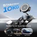 2 x 360 Rotation Clip on Car Phone Mount, 2 IN 1 Adjustable Magnetic Car Phone Holder Vacuum Suction Cup Phone Stand Foldable Cellphone Mount with Concealable Ears for All Smartphones